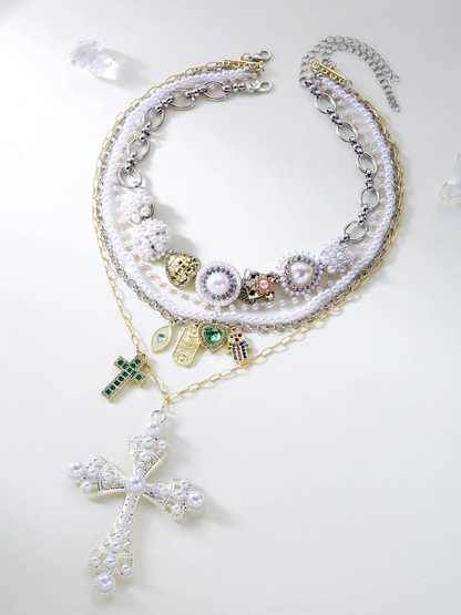 5pc Punk Pearl Necklace Set