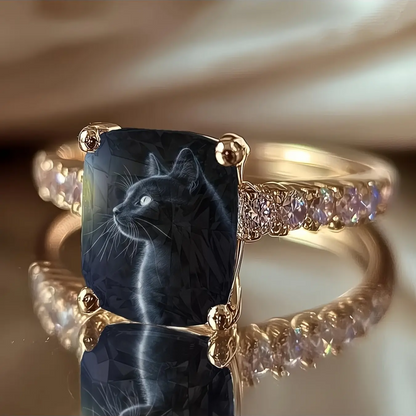 Shadow Black Cat Square Ring