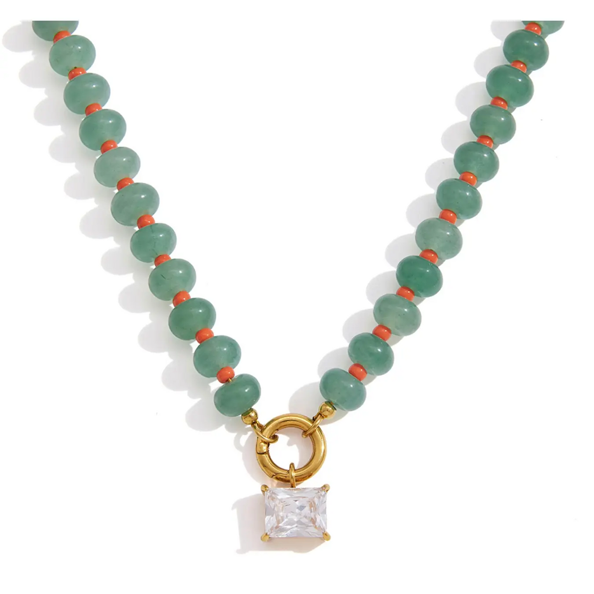 Natural Stone Zircon Pendant Necklace