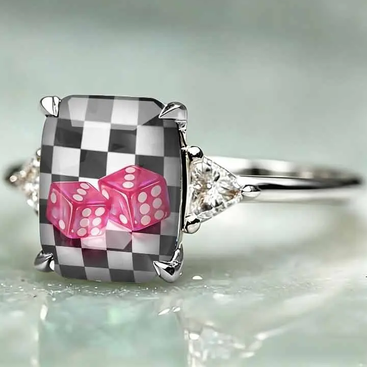 Dice Checkerboard Statement Ring