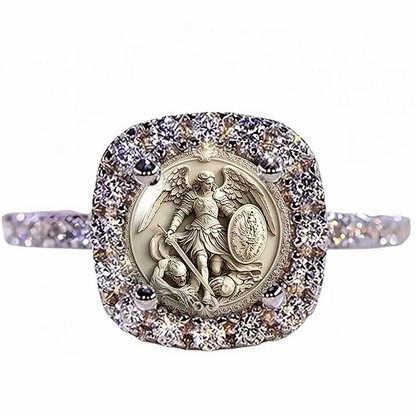 Saint Michael Archangel Pave Ring