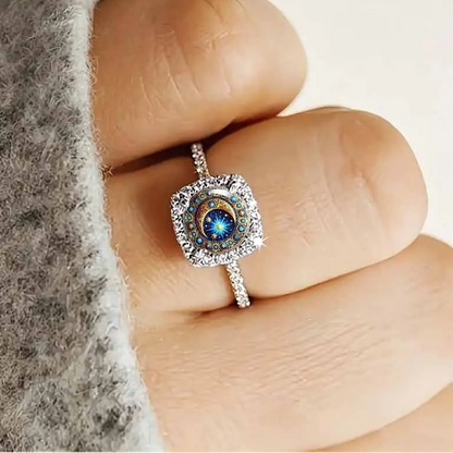 Solar Crescent Moon Pave Ring