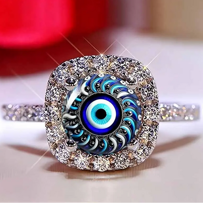Evil Eye Swirl Pave Ring