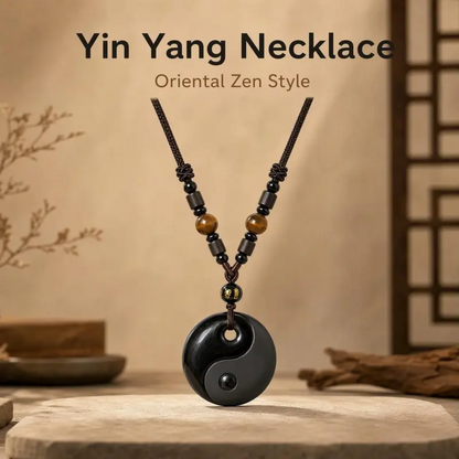 Obsidian Yin Yang Necklace