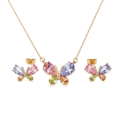 Colorful Bow Stud Earrings and Necklace