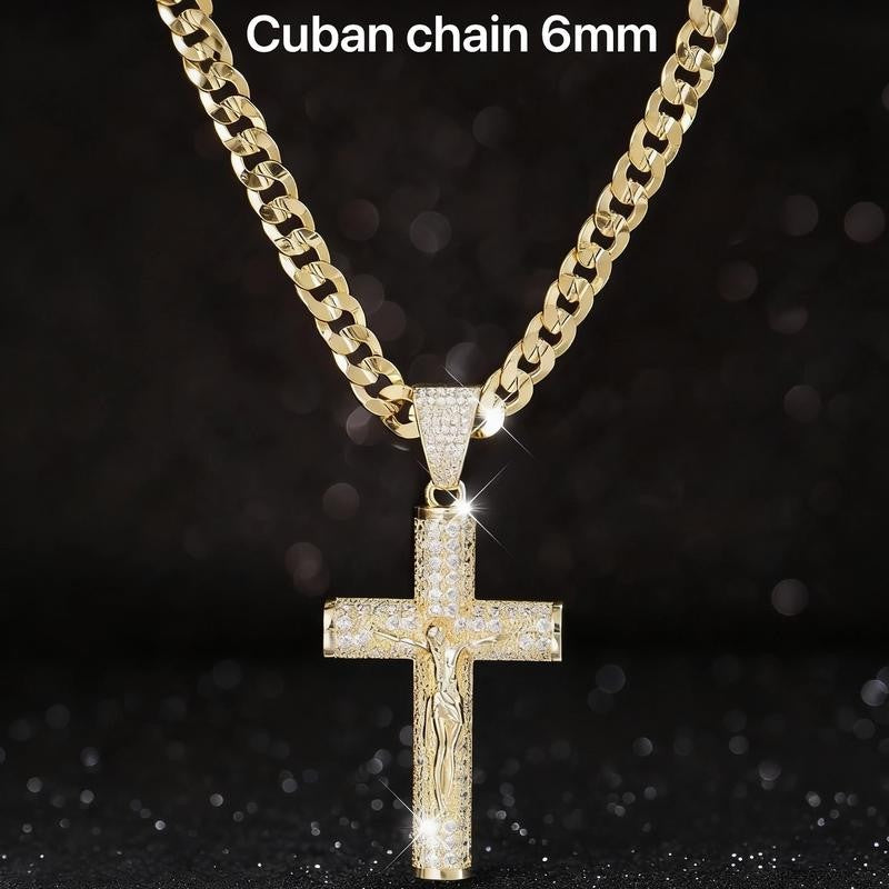 Paved Jesus Cross Necklace