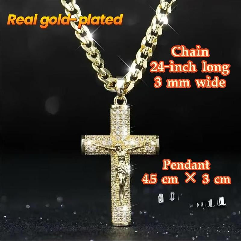Paved Jesus Cross Necklace