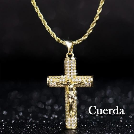 Paved Jesus Cross Necklace