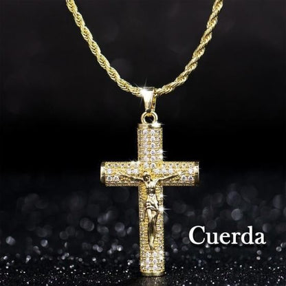 Paved Jesus Cross Necklace