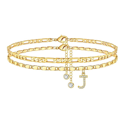 Figaro Initial Letter Anklet Set