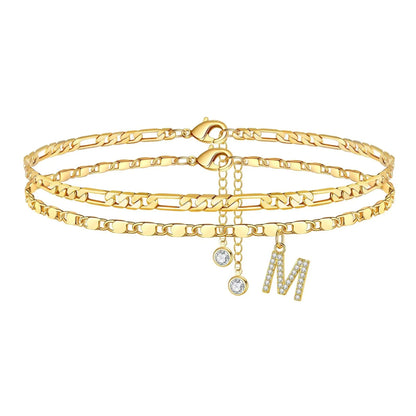 Figaro Initial Letter Anklet Set