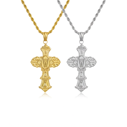 Vintage Cross Initial Necklace