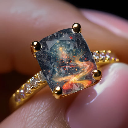 Starry Sky Christmas Tree Square Ring