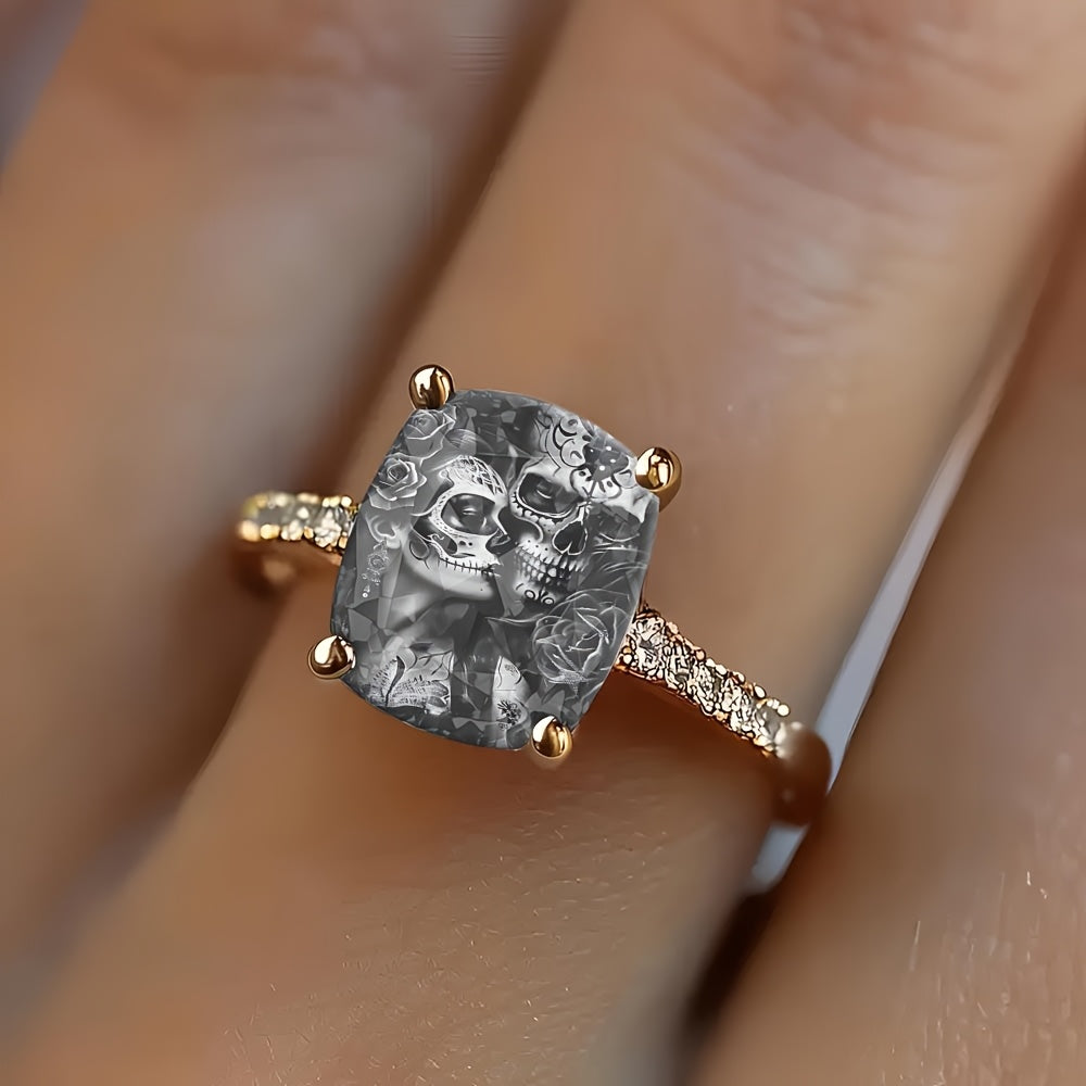 Rose & Skull Square Ring