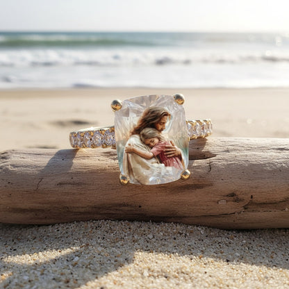 Jesus Comforting Child Square Ring